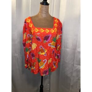 FARM Rio for Anthropologie Fruit Print Blouse NWT Size Small $128